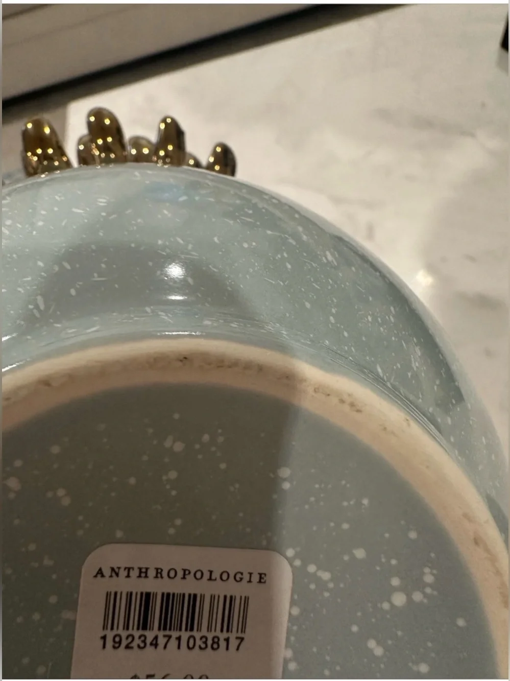 Anthropologie 3D Gold Chrysanthemum Flower Ceramic Bloom Vase DEFECTIVE